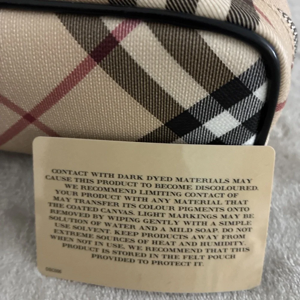 Burberry Cosmetic Bag Nova Check Black Trim Make Up Skincare Pouch NEW